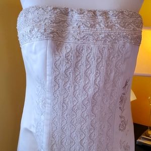 REEM ACRA WEDDING GOWN, Ivory, Silk, size 8, stunning and perfect.